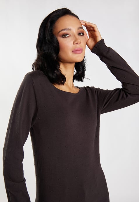 Faina Strickpullover Damen dunkelbraun - Image 5