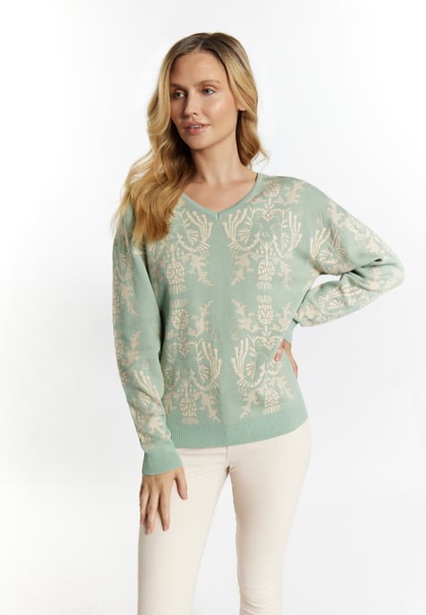 usha Strickpullover Damen Mint Creme - Image 3