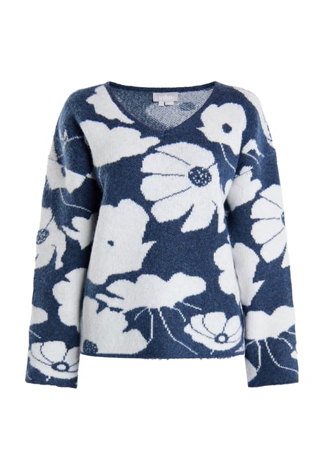 usha Strickpullover Damen marine weiss - Image 1