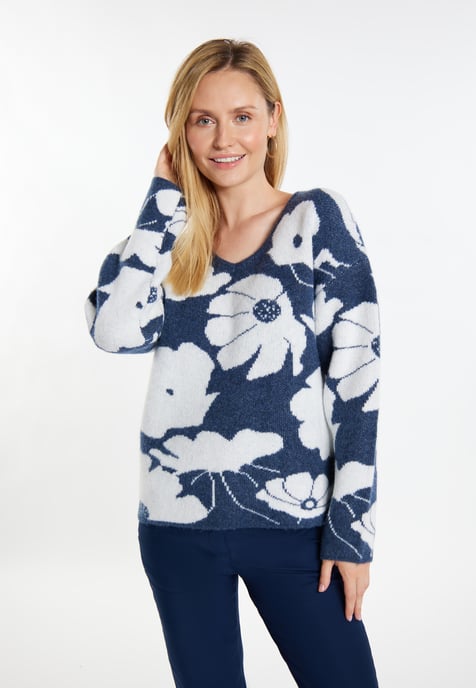 usha Strickpullover Damen marine weiss - Image 3