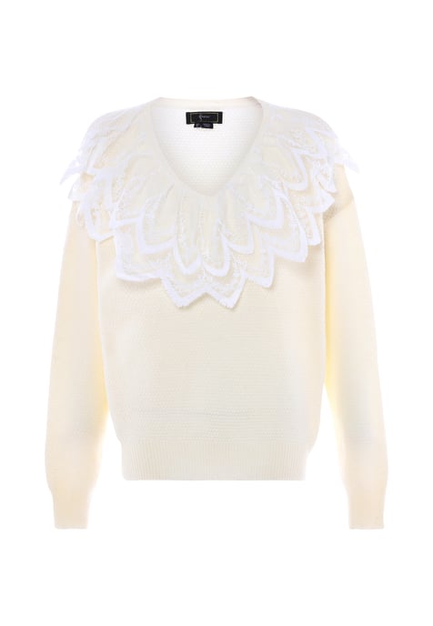 Faina Strickpullover Damen Wollweiß - Image 1