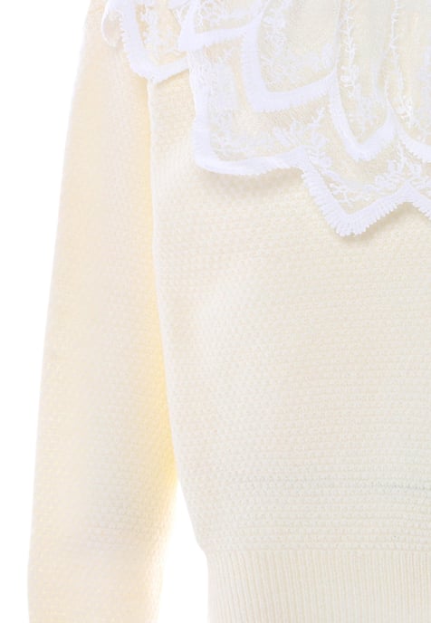 Faina Strickpullover Damen Wollweiß - Image 3