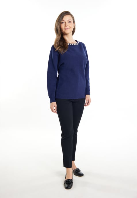 usha Pullover mit Perlen Damen Marine - Image 2