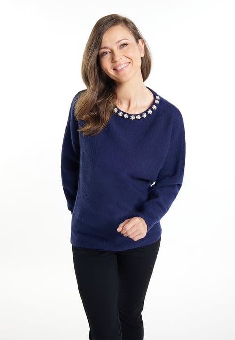 usha Pullover mit Perlen Damen Marine - Image 3