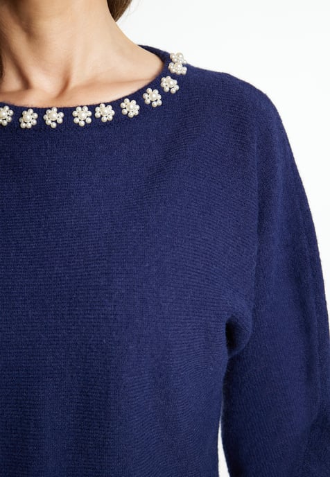 usha Pullover mit Perlen Damen Marine - Image 5