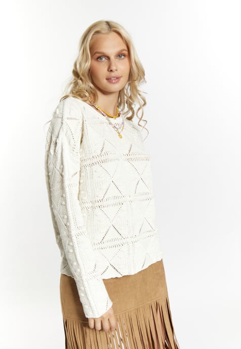IZIA Strickpullover Damen Wollweiß - Image 3