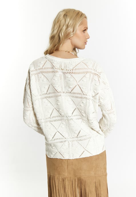 IZIA Strickpullover Damen Wollweiß - Image 4