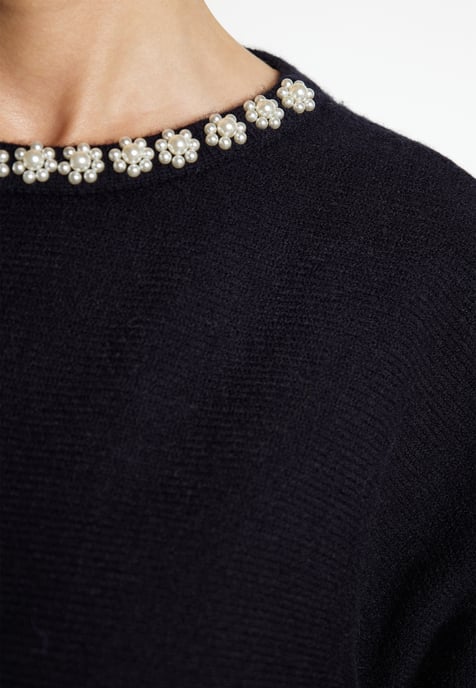 usha Pullover mit Perlen Damen schwarz - Image 5