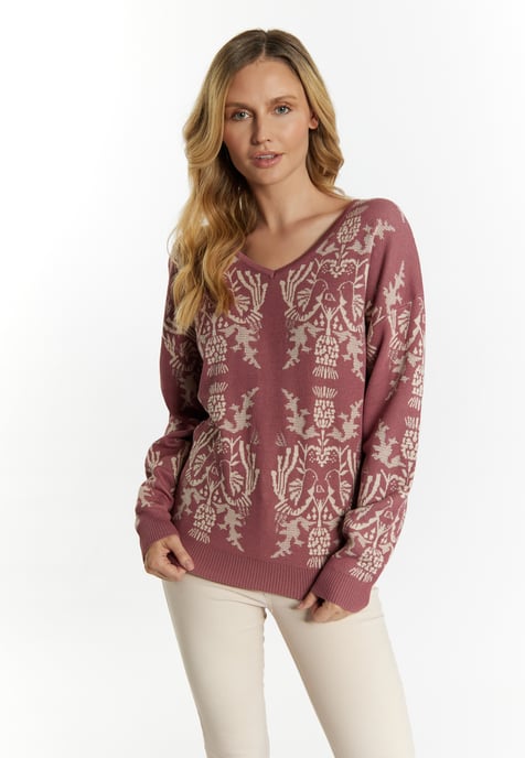 usha Strickpullover Damen Altrosa Creme - Image 3