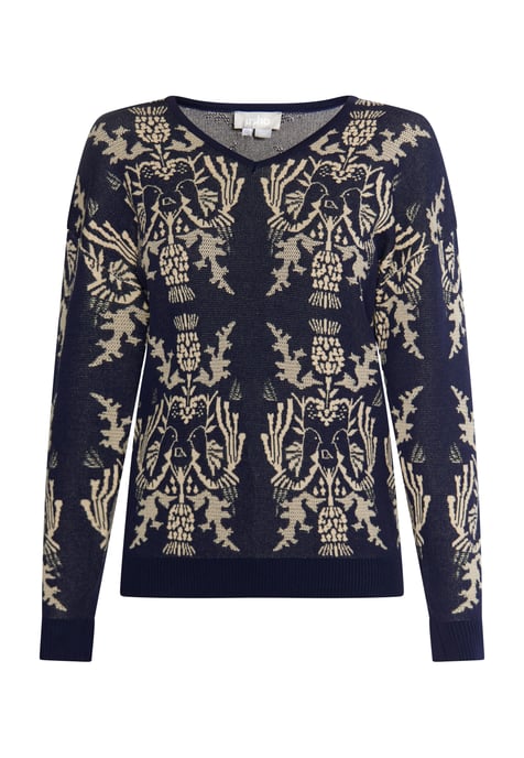usha Strickpullover Damen Marine Creme - Image 1