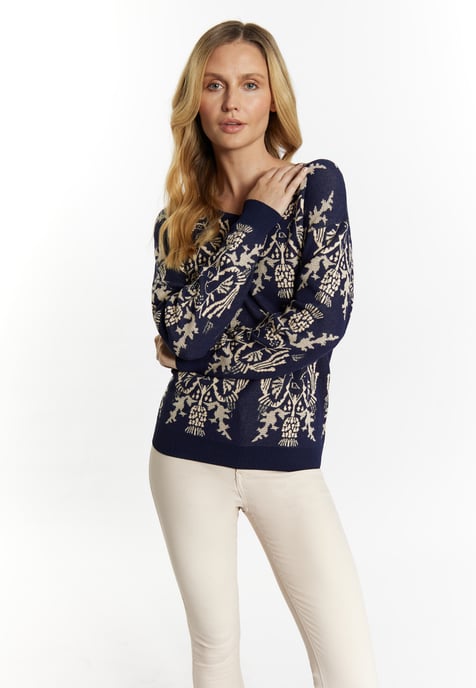 usha Strickpullover Damen Marine Creme - Image 3