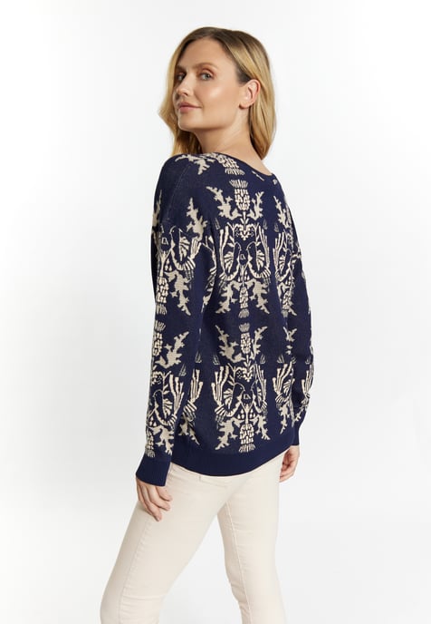 usha Strickpullover Damen Marine Creme - Image 4