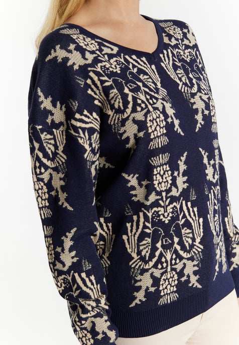 usha Strickpullover Damen Marine Creme - Image 5