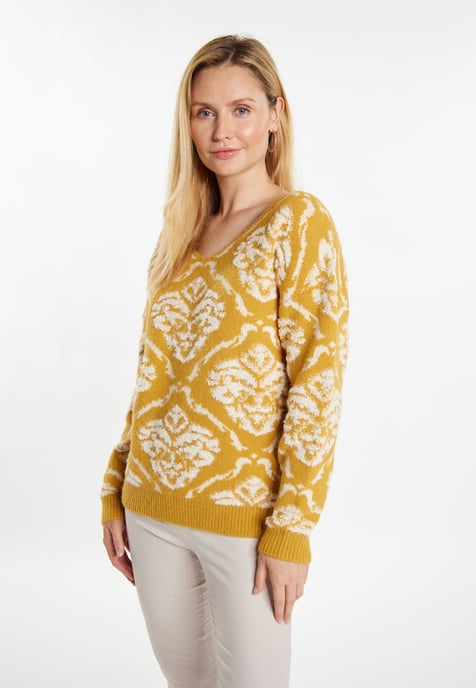 usha Strickpullover Damen Curry Mehrfarbig - Image 3