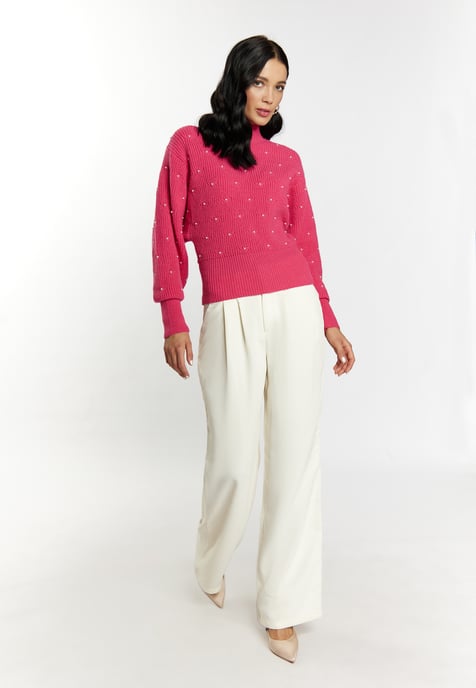 Faina Strickpullover mit Perlen Damen Rosa - Image 2