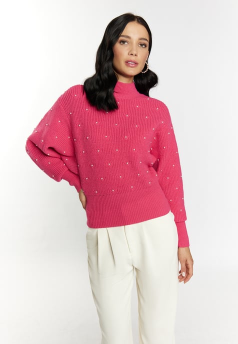 Faina Strickpullover mit Perlen Damen Rosa - Image 3