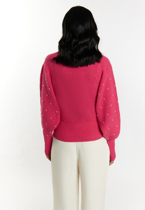 Faina Strickpullover mit Perlen Damen Rosa - Image 4