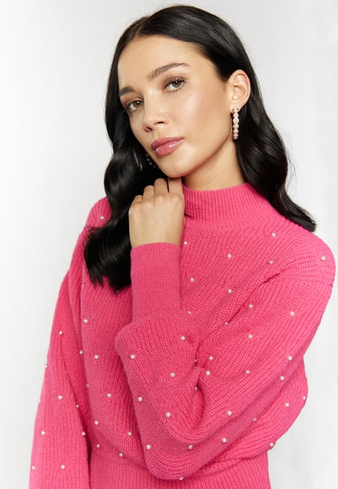 Faina Strickpullover mit Perlen Damen Rosa - Image 5