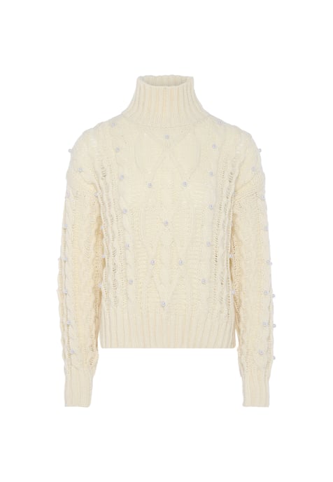 Faina Pullover mit Perlen Damen Wollweiß - Image 1