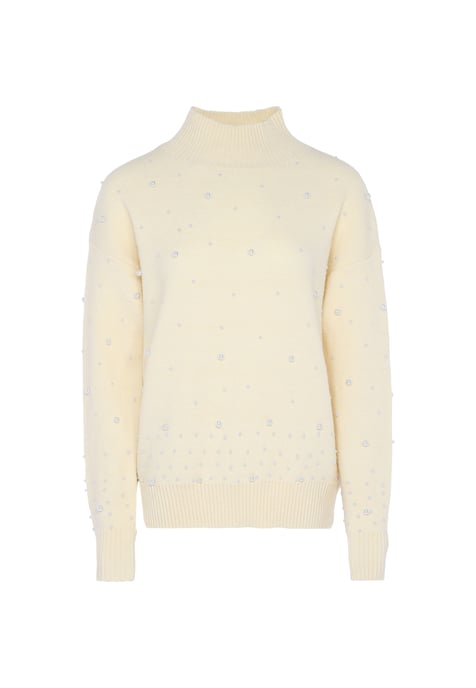 Faina Pullover mit Perlenapplikation, Damen - Wollweiß - Image 1
