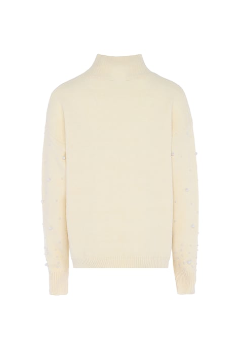 Faina Pullover mit Perlenapplikation, Damen - Wollweiß - Image 2