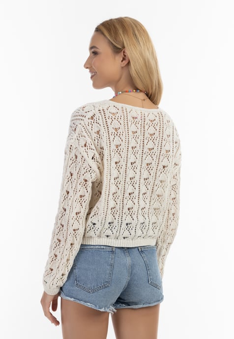 IZIA Strickpullover Damen Wollweiß - Image 4