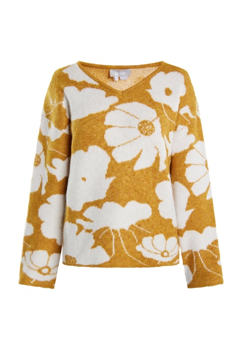 usha Strickpullover Damen Curry Weiss - Image 1