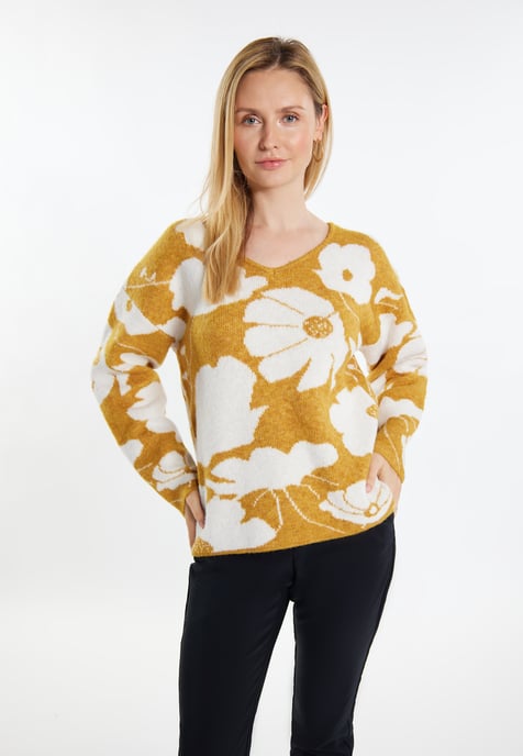 usha Strickpullover Damen Curry Weiss - Image 3