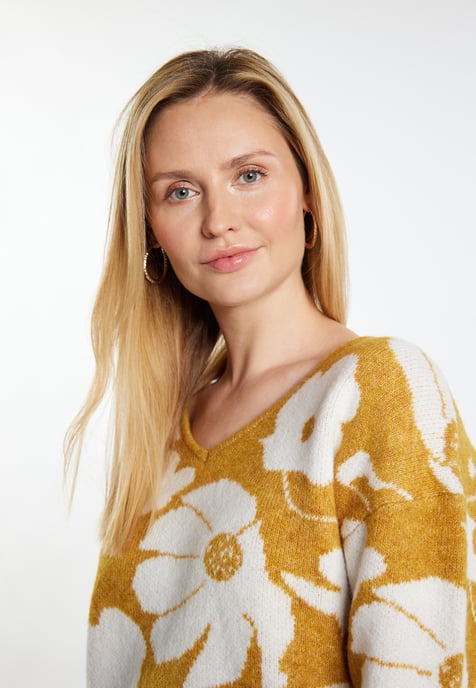 usha Strickpullover Damen Curry Weiss - Image 5