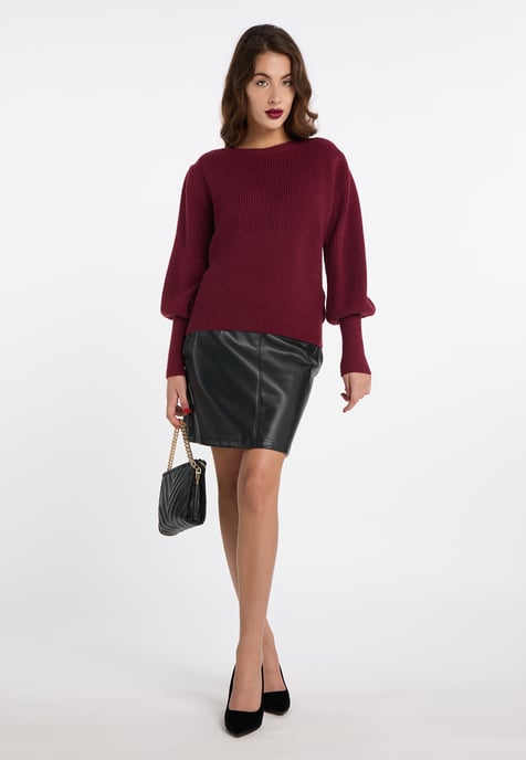 Faina Strickpullover Damen Dunkelkirschrot - Image 2