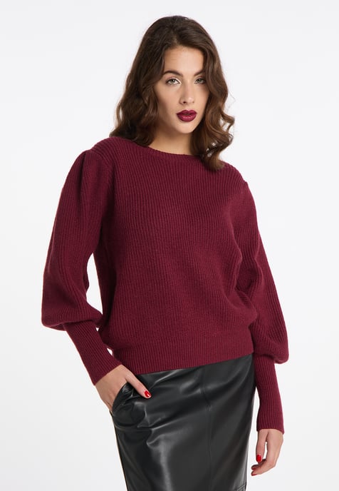 Faina Strickpullover Damen Dunkelkirschrot - Image 3