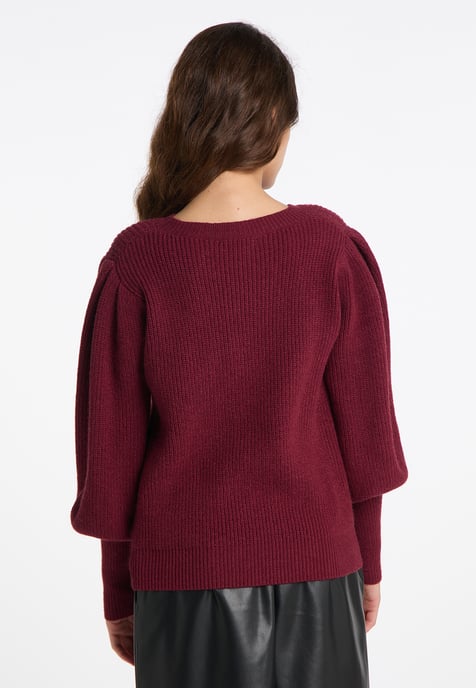 Faina Strickpullover Damen Dunkelkirschrot - Image 4