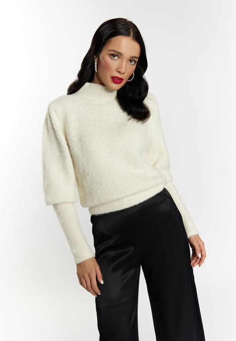 Faina Strickpullover Damen Wollweiß - Image 3