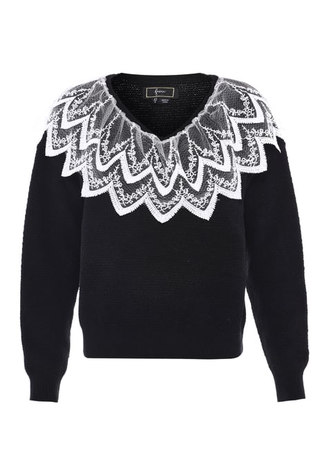 Faina Strickpullover Damen schwarz - Image 1