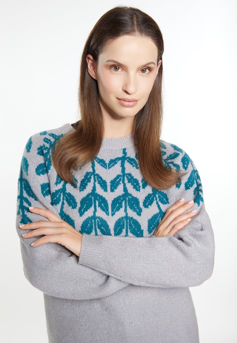 usha Strickpullover Damen Grau Mehrfarbig - Image 5