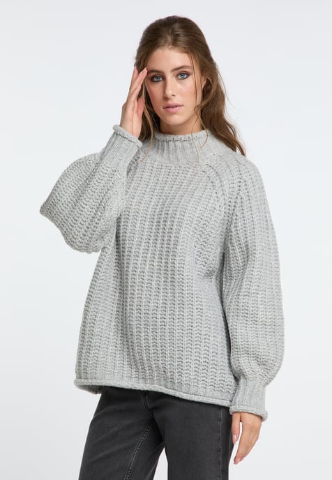 IZIA Strickpullover Damen grau melange - Image 3
