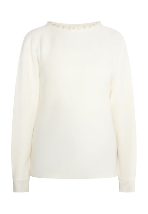 usha Pullover mit Perlen Damen Wollweiß - Image 1