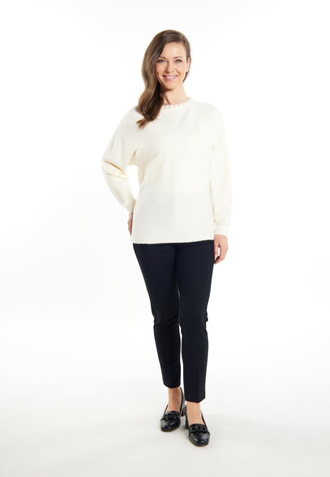 usha Pullover mit Perlen Damen Wollweiß - Image 2