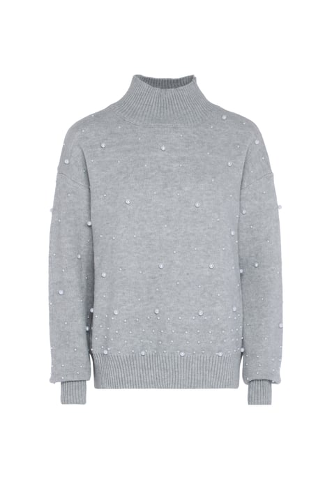 Faina Pullover mit Perlen Damen hellgrau melange - Image 1