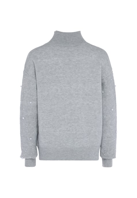 Faina Pullover mit Perlen Damen hellgrau melange - Image 2