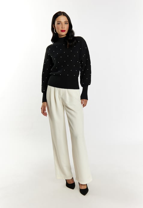 Faina Strickpullover mit Perlen Damen schwarz - Image 2