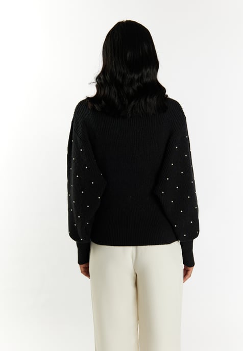 Faina Strickpullover mit Perlen Damen schwarz - Image 4