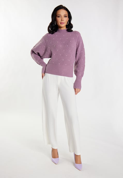 Faina Strickpullover mit Perlen Damen Mauve - Image 2