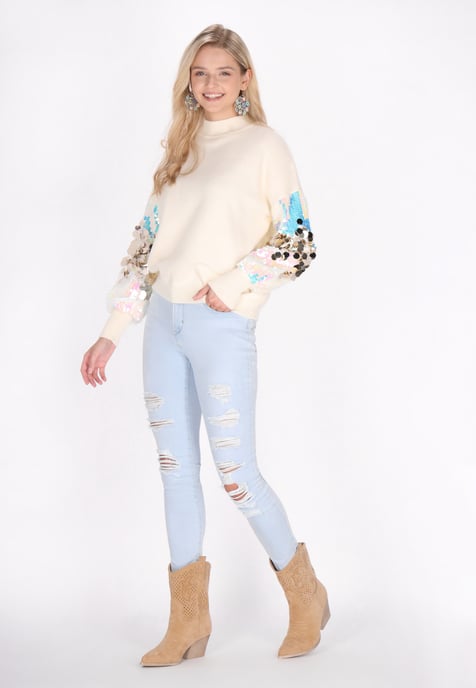 IZIA Pullover Damen Wollweiß - Image 2