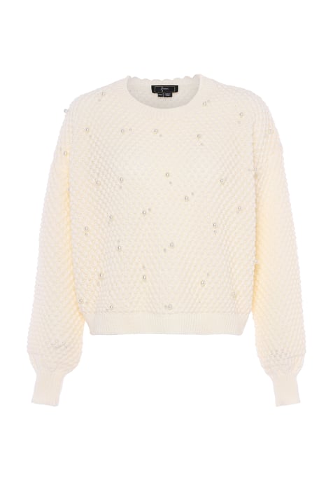 Faina Pullover mit Perlen Damen Wollweiß - Image 1