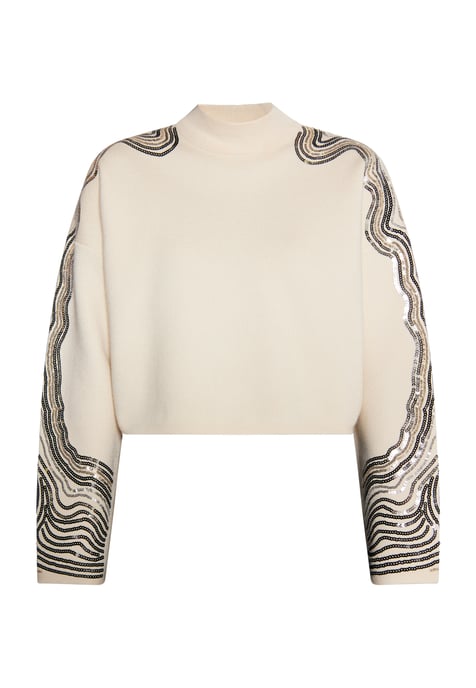 Faina Strickpullover mit Pailletten - Wollweiß - Image 1