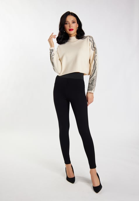 Faina Strickpullover mit Pailletten - Wollweiß - Image 2