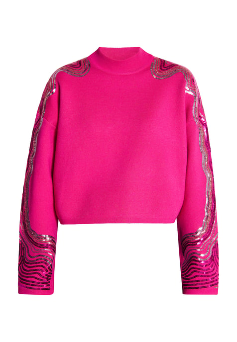 Faina Strickpullover mit Pailletten Damen Rosa - Image 1