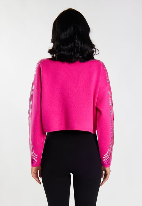 Faina Strickpullover mit Pailletten Damen Rosa - Image 4