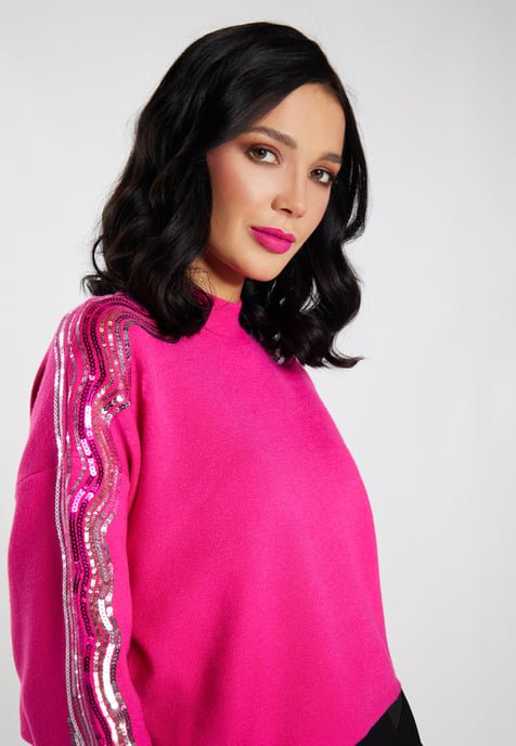 Faina Strickpullover mit Pailletten Damen Rosa - Image 5